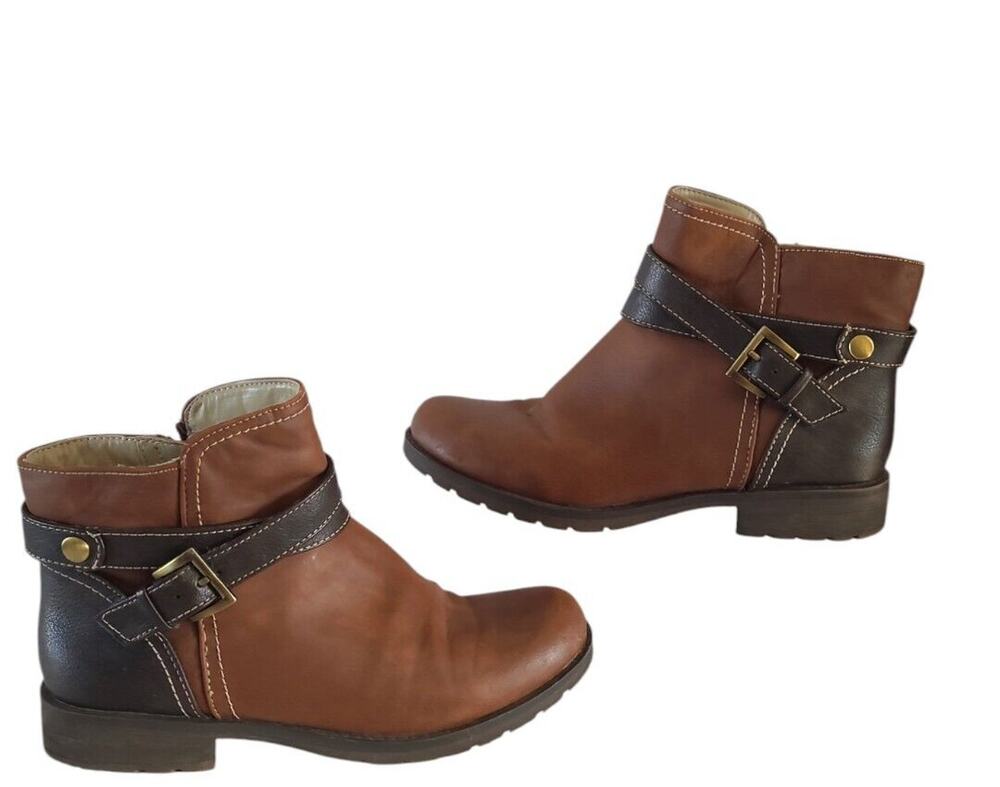 Natural Soul Size 8M BLYTHE All-Thru Comfort Brown Two Tone Zip Ankle Boots